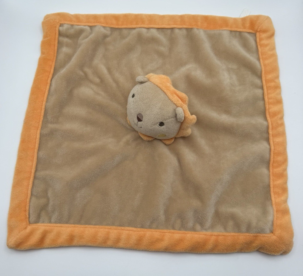 Tiddliwinks Lion Baby Security Blanket Lovey Plush Orange Trim Blankie